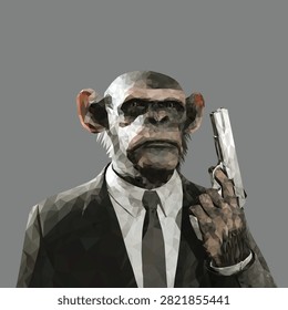 Low poly monkey gun