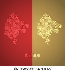 Low Poly Montenegro Map with National Colors - Infographic - Vector Illustration