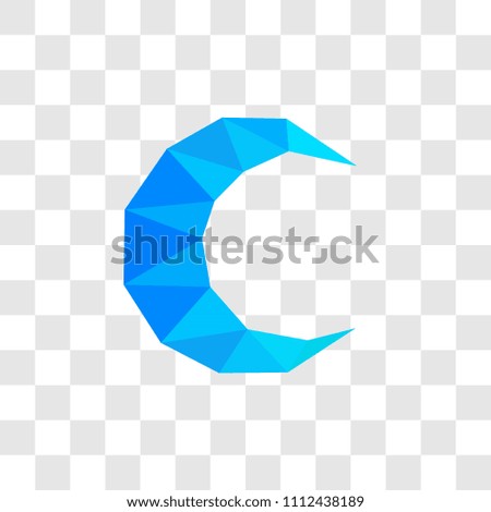 Low Poly Moon, Mosaic Art, Layered Vector Illustration, Isolated on Transparent Background