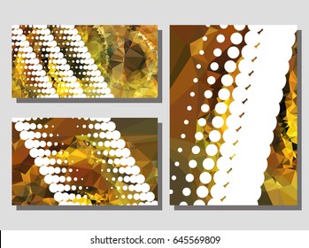 Low poly mosaic background set. Template design, list, front page, brochure layout, banner, idea, cover, print, flyer, book, blank, card, ad, sign, sheet. Copy space. Vector clip art.