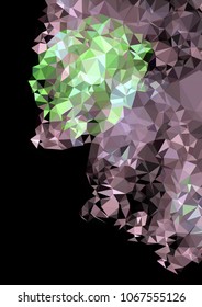 Low poly mosaic background. Template design, list, front page, brochure layout, banner, idea, cover, print, flyer, book, blank, card, ad, sign, sheet. Copy space. Vector clip art.