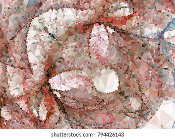 Low poly mosaic background. Template design, list, front page, brochure layout, banner, idea, cover, print, flyer, book, blank, card, ad, sign, sheet. Copy space. Vector clip art.