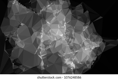 Low poly mosaic grayscale background. Template design, list, front page, brochure layout, banner, idea, cover, print, flyer, book, blank, card, ad, sign, sheet. Copy space. Vector clip art.