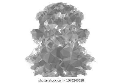 Low poly mosaic grayscale background. Template design, list, front page, brochure layout, banner, idea, cover, print, flyer, book, blank, card, ad, sign, sheet. Copy space. Vector clip art.