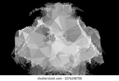 Low poly mosaic grayscale background. Template design, list, front page, brochure layout, banner, idea, cover, print, flyer, book, blank, card, ad, sign, sheet. Copy space. Vector clip art.