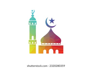 Low-Poly-Logo-Design, islamisches Logo-Template, Vektorgrafik