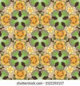 Low poly motley pattern illustration. Abstract vector texture. Beige, brown and yellow vintage seamless pattern.