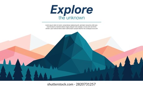  Low Poly Mountain Exploration Landscape with Forest and Pastel Peaks