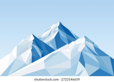 Paisaje de baja montaña de polietileno con Vector de polígono de cielo azul