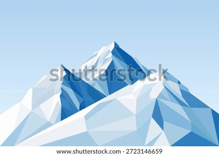 Low Poly Mountain Landscape with Blue Sky Polygon Vector