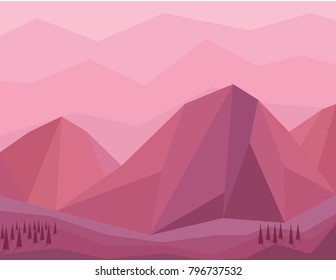 Low poly mountain lanscape illustration