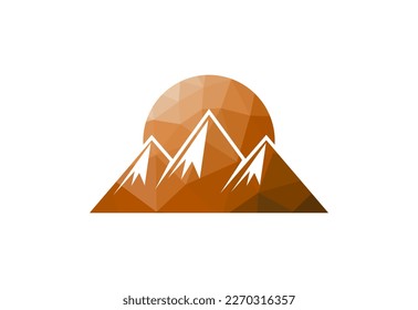 Logo-Design des Gipfeltreffens, Low-Poly- und Berggipfels, Vektorgrafik
