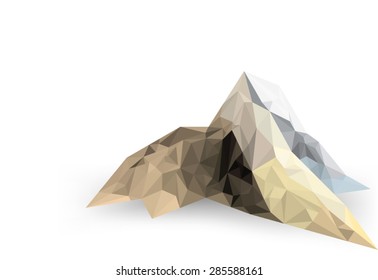 Low poly mountain scene on a white background