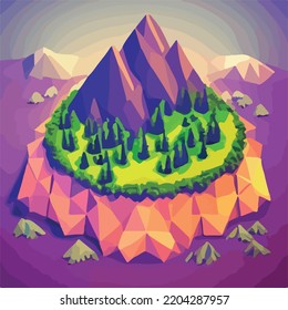 Low poly mountains landscape vector 