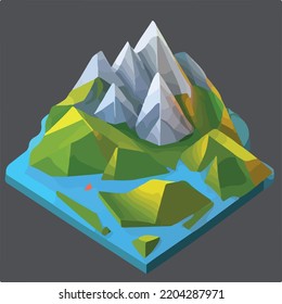 Low poly mountains landscape vector 
