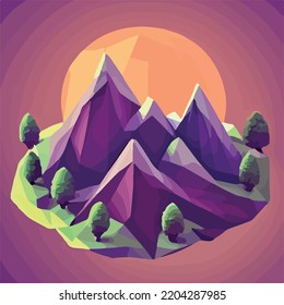 Low poly mountains landscape vector 