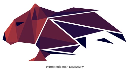 Low poly mouse. Geometric logo