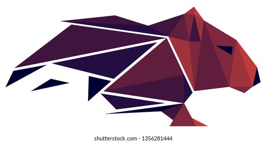 Low poly mouse in polygonal style