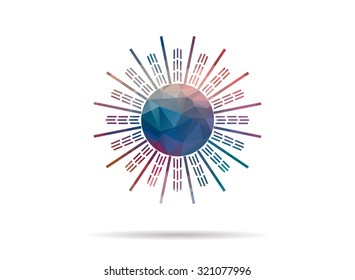 low poly multicolor colorful sun icon