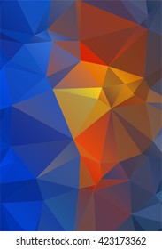 Low poly multicolor dark blue triangular background.