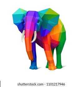 Low poly multicolored elephant, concept of strenght, eps10 vector 

