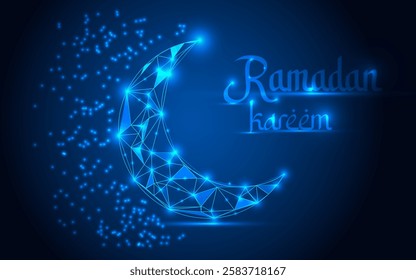 Low Poly Music Ramadan Icon Design, Geometric 3D Symbol Representing Islamic Music, Cultural Harmony, Spiritual Celebration, Ramadan Festivities, and Traditional Sound for the Holy Month