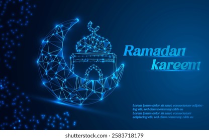 Low Poly Music Ramadan Icon Design, Geometric 3D Symbol Representing Islamic Music, Cultural Harmony, Spiritual Celebration, Ramadan Festivities, and Traditional Sound for the Holy Month