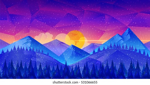 Low poly Nature Landscape,great as a wallpaper, design template, flyer, etc