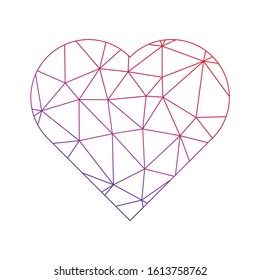 Low poly net heart. Symbol of love and St Valentines Day. Vector illustration.