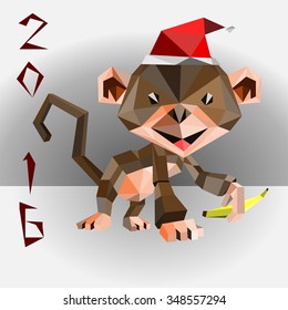 low poly New year monkey