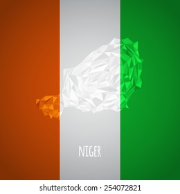 Low Poly Niger with National Colors - Infographic - Vector Illustration