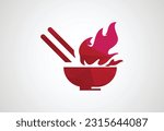 Low Poly and Noodle logo template, Chinese food vector design, Vector illustration
