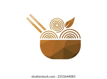 Low Poly and Noodle logo template, Chinese food vector design, Vector illustration

