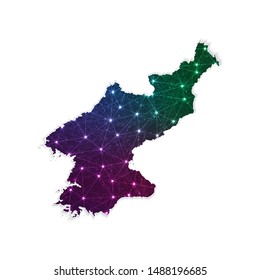 Low poly North Korea map in geometric polygonal on white background. Vector Illustration Eps10.