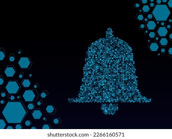 timbre de notificación de polos bajos con efecto holograma hecho de hexagones azules