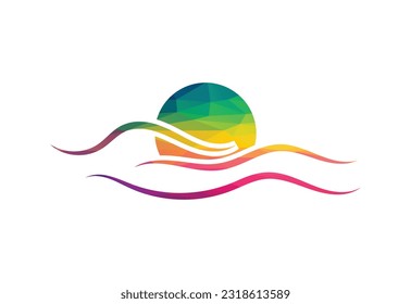 Diseño de logotipo de polos bajos y olas oceánicas, plantilla de diseño de vectores
