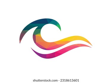 Diseño de logotipo de polos bajos y olas oceánicas, plantilla de diseño de vectores
