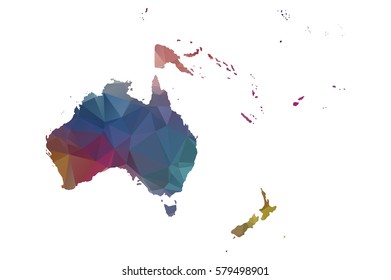 low poly oceania map