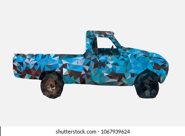  Low poly of Old rusty blue car,geometric style,cartoon,Abstract vector illustration