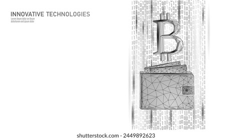  Low poly Online technology wallet. Future e-commerce digital international finance banking exchange blockchain. Payment 3d vector illustration