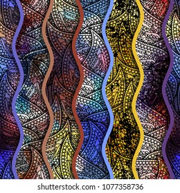Low poly ornamental texture based on decorative elements Paisley. Seamless pattern in indian style.