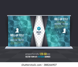 Low Poly Outdoor Banner, Colorful Advertising Background Template 