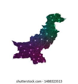 Low poly Pakistan map in geometric polygonal on white background. Vector Illustration Eps10.