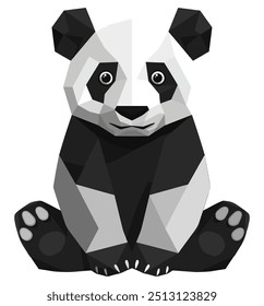 Low Poly Panda Geometric Design. Flat Vector Illustration