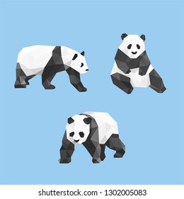 LOW POLY PANDA POLYGONAL TRIANGULAR GEOMETRIC ILLUSTRATION