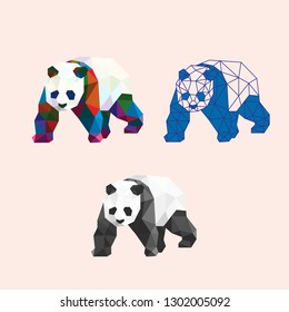 LOW POLY PANDA POLYGONAL TRIANGULAR GEOMETRIC ILLUSTRATION
