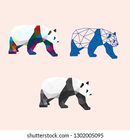 LOW POLY PANDA POLYGONAL TRIANGULAR GEOMETRIC ILLUSTRATION