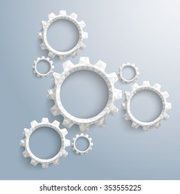 Low poly paper gears  on the gray background. Eps 10 vector file.