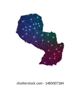 Low poly Paraguay map in geometric polygonal on white background. Vector Illustration Eps10.