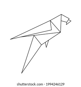 low poly parrot vector model on a white background. Geometric linear animal